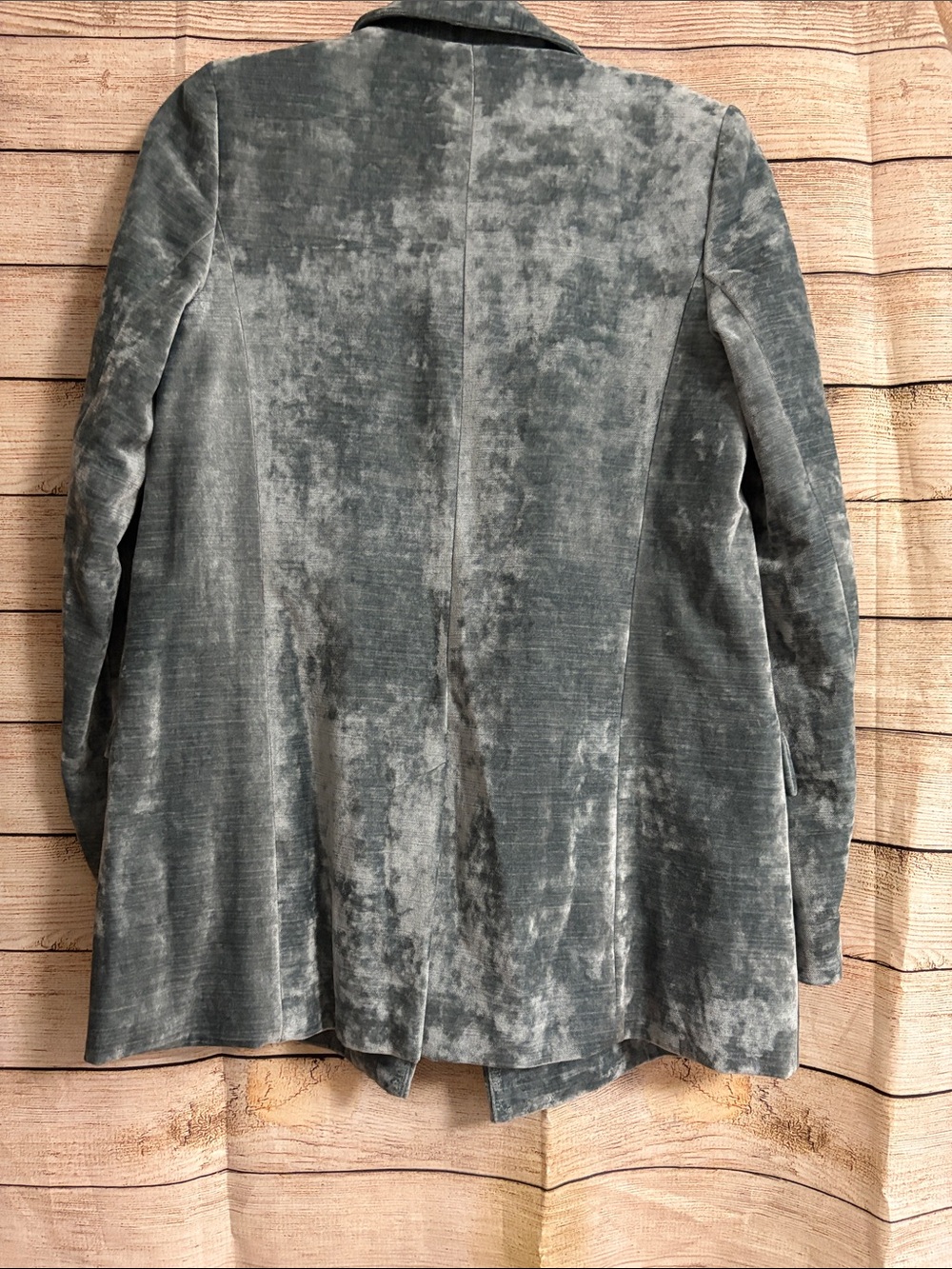 Free People Crushed Velvet Blazer in Washed Gray-Blue/Green - Picture 9 of 9